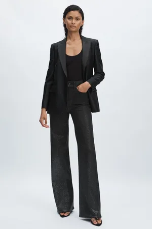 Paige D??grad?? Straight Leg Jeans, Black & silver, 24