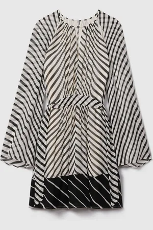 Reiss Black & neutral Striped Cut-out Mini Dress, 8