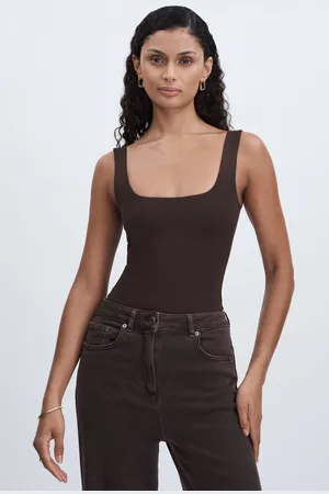 GOOD AMERICAN Scuba Modern Body Bodysuit Knitted, Black & brown Size: 12