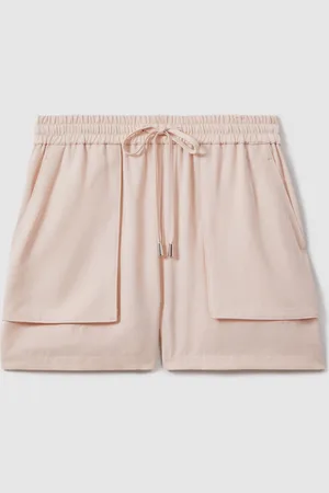 Reiss Isador Drawstring Shorts Lyocell Plain, Size: 8