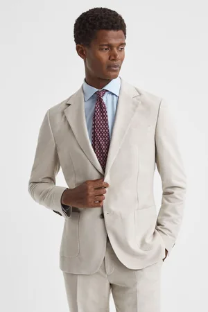 Reiss Grove Stone Slim Fit Single Breasted Moleskin Blazer, 38