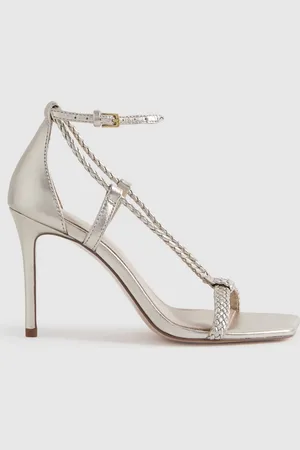 Paige Leather Plaited Strappy Heeled Sandals, 6