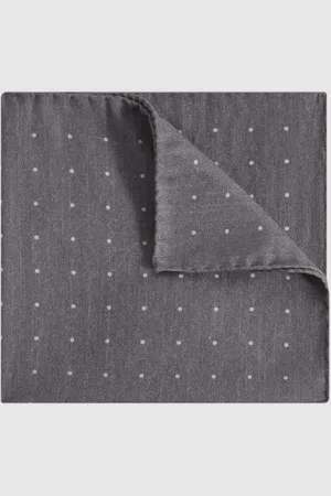 Reiss Tuscan Soft Cotton-wool Polka Dot Pocket Square, 32x32cm