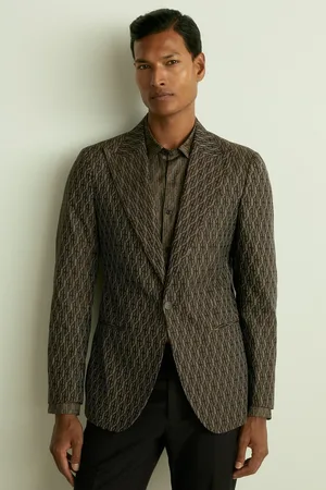 Reiss Monogram-jacquard Twill Blazer, 40