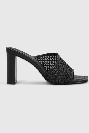 Reiss Raffia Block Heel Mules, 4