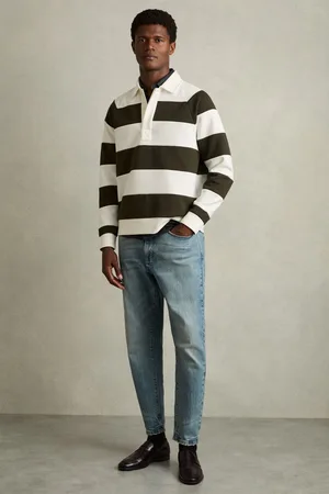 Reiss White & dark Green Rugby-stripe Long-sleeve T-shirt, XS