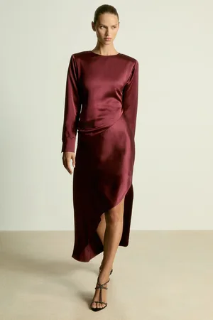 Reiss Satin Asymmetric Draped Maxi Dress, 6
