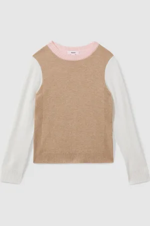 Reiss 13-14 yrs Wool Blend Striped Crew Neck Jumper