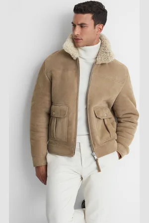 Reiss Suede Sheepskin Zip-through Jacket, S