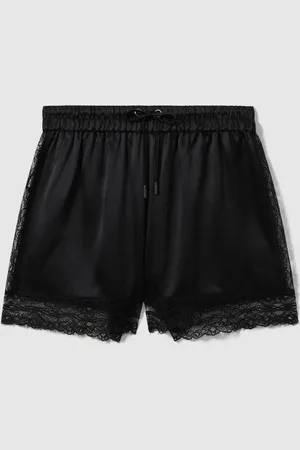 ATELIER Silk Lace Trim Shorts, 8