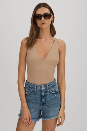 GOOD AMERICAN Scuba V-neck Bodysuit, XL