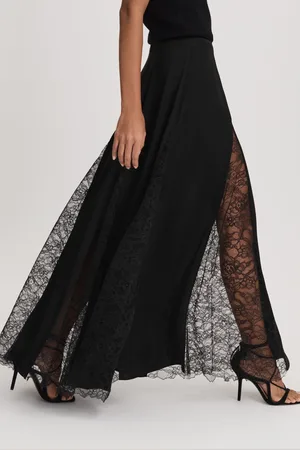 Anna Quan Satin Lace Maxi Skirt, , 6