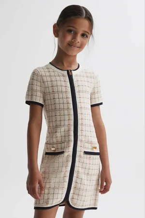 Reiss Mila Short Sleeve Dress Cotton Knitted, Size: 4