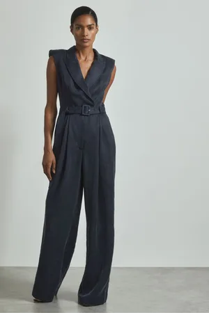 ATELIER Cupro Belted Tux Jumpsuit, 6