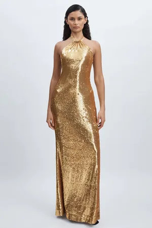 Halston Heritage Halterneck Maxi Dress, , 14