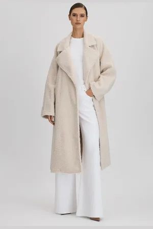 GOOD AMERICAN Bone Oversized Sherpa Trench Coat, , 4XX