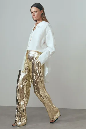 ATELIER Sequin Wide Leg Trousers, 6