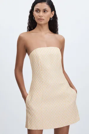 Anna Quan Strapless Chevron-weave Mini, , 6