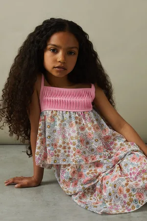 Reiss Leela Tiered Dress Floral Print, Pink & blue Size: 12-13Yrs