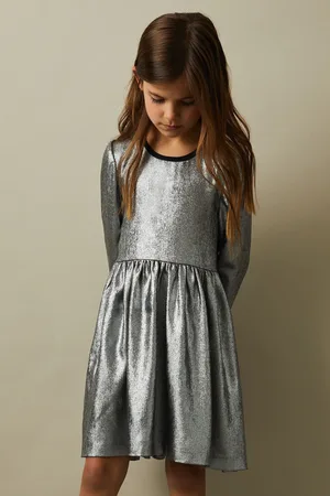 Reiss 4-9 yrs Metallic Fit and Flare Dress, 45Y