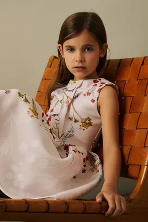 Reiss Rhiane Pleated Dress Floral Print, Pink Size: 12-13Yrs