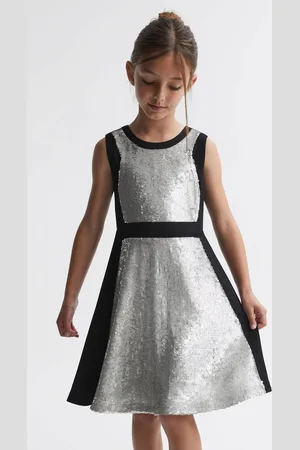 Reiss Libra Dress Sequin, Black & silver Size: 9-14Yrs