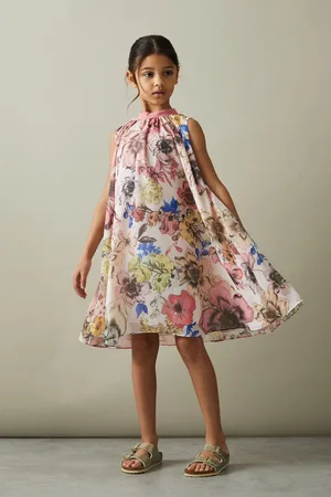 Reiss Kady Halter Neck Dress Floral Print, Pink Size: 8