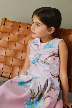 Reiss Marti Flare Dress Floral Print, Pink & blue Size: 11-12Yrs