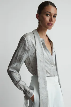 Reiss Palma Blouse Silk Foil Print, Size: 6