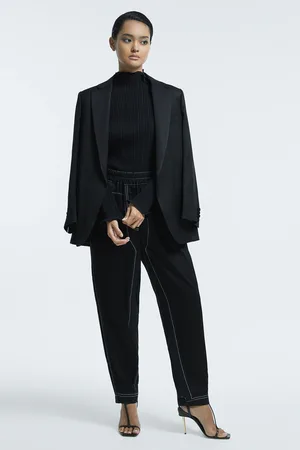 ATELIER Italian Relaxed Contrast Stitch Drawstring Trousers, 6