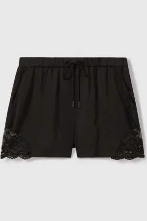 Reiss Satin Lace Trim Shorts, 4
