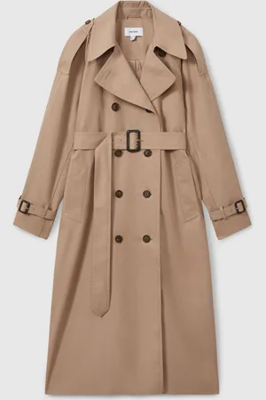 Reiss Jenna Camel Double Breasted Belted Trench Coat, 4