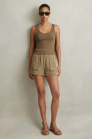 Reiss Isador Drawstring Shorts Lyocell Plain, Size: 4