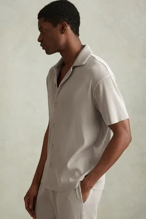Reiss Ribbed Cuban Collar Shirt, S