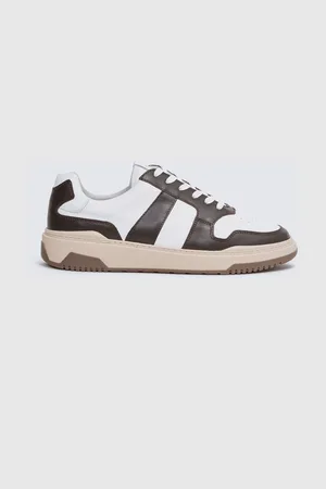 Reiss Arlo Low Top Trainers - and White Leather Colour Block, Size: 7EU
