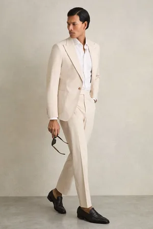Reiss Cotton Slim-fit Suit Trousers With Stretch, 28