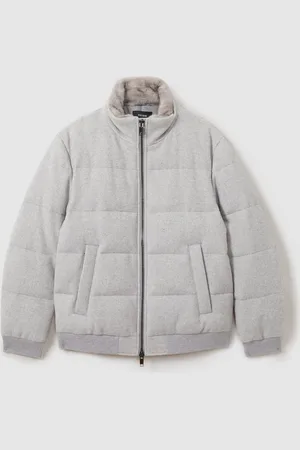 Reiss Quilted Wool-blend Herringbone and Faux-fur Jacket, M