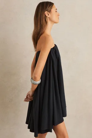 Reiss Tencel Strapless Dip-hem Mini Dress, 4