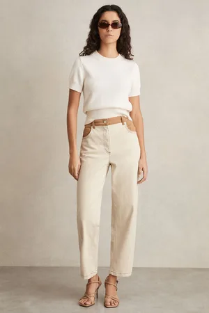 Reiss Petite Colour-block Straight-leg Jeans, 24