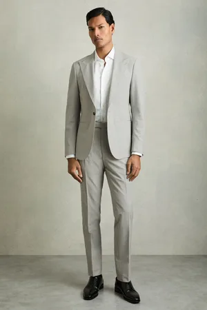 Reiss Puppytooth-check Suit Trousers Slim-fit, 28