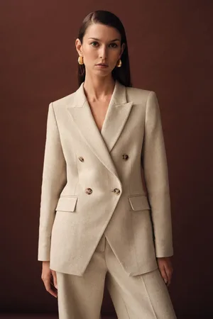 Reiss Linen-blend Double-breasted Suit Jacket, 4