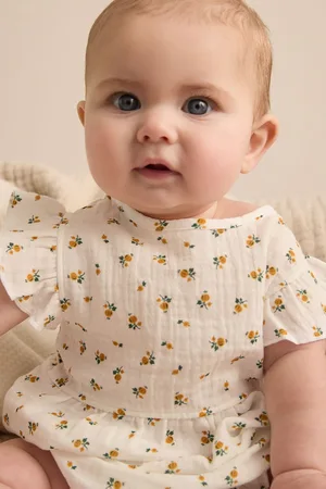 Reiss Print Cotton Seersucker Floral Romper, K01