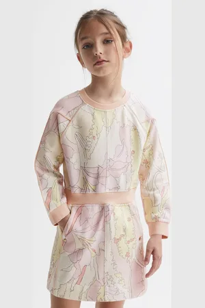 Reiss Jona Jersey Dress Cotton Printed, Black & camel Size: 11-12Yrs