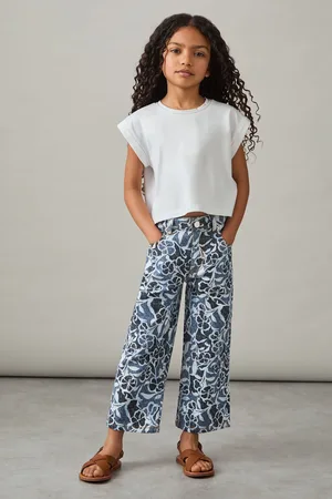 Reiss 4-9 yrs Floral-print Straight-leg Jeans, 45Y