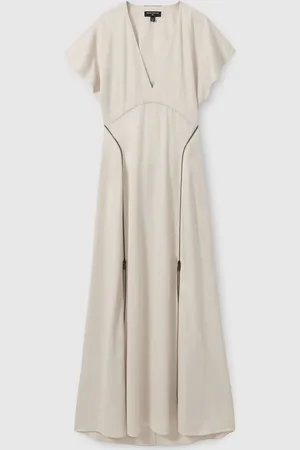 Reiss Leena Atelier Zipped Maxi Dress With Virgin Wool, 12