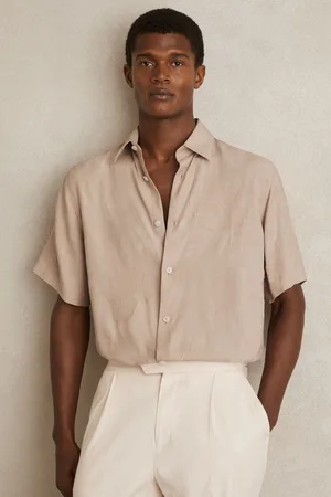 Reiss Floral-jacquard Short-sleeve Shirt, XS