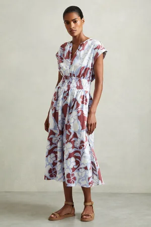 Reiss Cotton Poplin Floral-print Midi Dress, 4