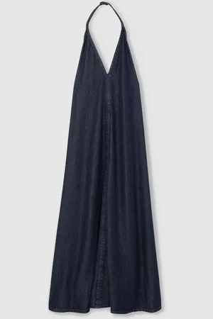 Reiss Denim Halterneck Maxi Dress, 12