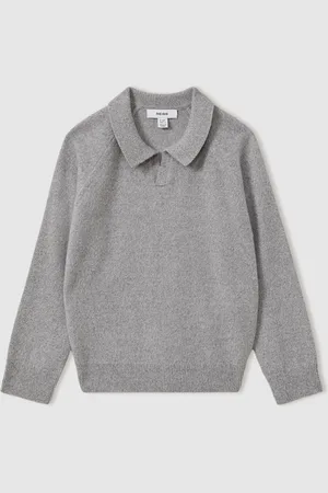 Reiss Grange Polo Shirt Wool Melange, Grey Size: K12