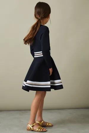 Reiss Fallon Skater Dress Sparkle Trim, Size: 4